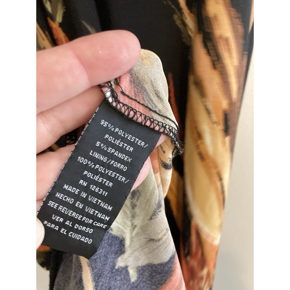 Ronni Nicole Maxi Dress 18W Black Beaded Floral Border Print Plus Flowy Stretch - Picture 10 of 11